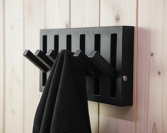 Matte Black Metal Wall Hook Rack | Modern Entryway Organizer