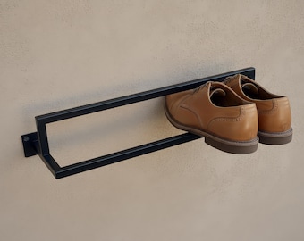 Wall Mounted Shoe Rack, Black Metal Minimalist Entryway Organizer