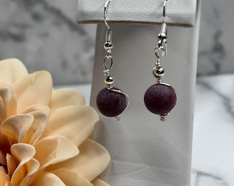 Fire Agate Dangle Earrings | Handmade 925 Sterling Silver Natural Gemstone