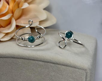 Handmade Aquamarine Ring, Adjustable Silver Band, Artisan Jewelry