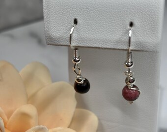 Rhondonite Dangle Earrings | Handmade 925 Sterling Silver Natural Gemstone