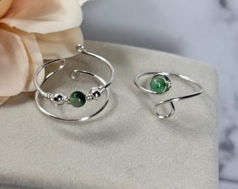 Handmade Chalcedony Ring, Adjustable Silver Band, Artisan Jewelry