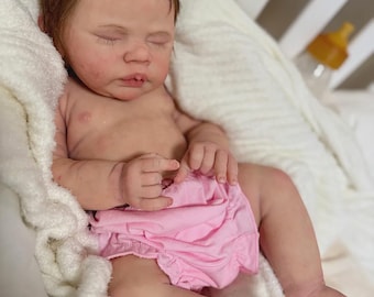 Handmade Full Silicone Reborn Baby Girl – 20" Realistic Newborn Doll, Artist Made Lifelike Silicone Baby, Collectible Art Gift