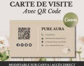 Template Carte de Visite Canva avec QR Code | Salon de Beauté, Esthéticienne, Ongles | Modèle Digital Imprimable Personnalisable (Français)
