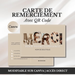 Template Carte de Remerciement Canva avec QR Code | Salon de Beauté, Esthéticienne | Modèle Digital Imprimable Personnalisable (Français)