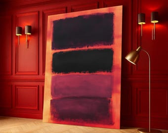 Abstract Color Block Canvas Wall Art, Modern Red and Black Canvas, Minimalist Home Decor, Vibrant Contemporary Canvas, Ready to Hang Artwork