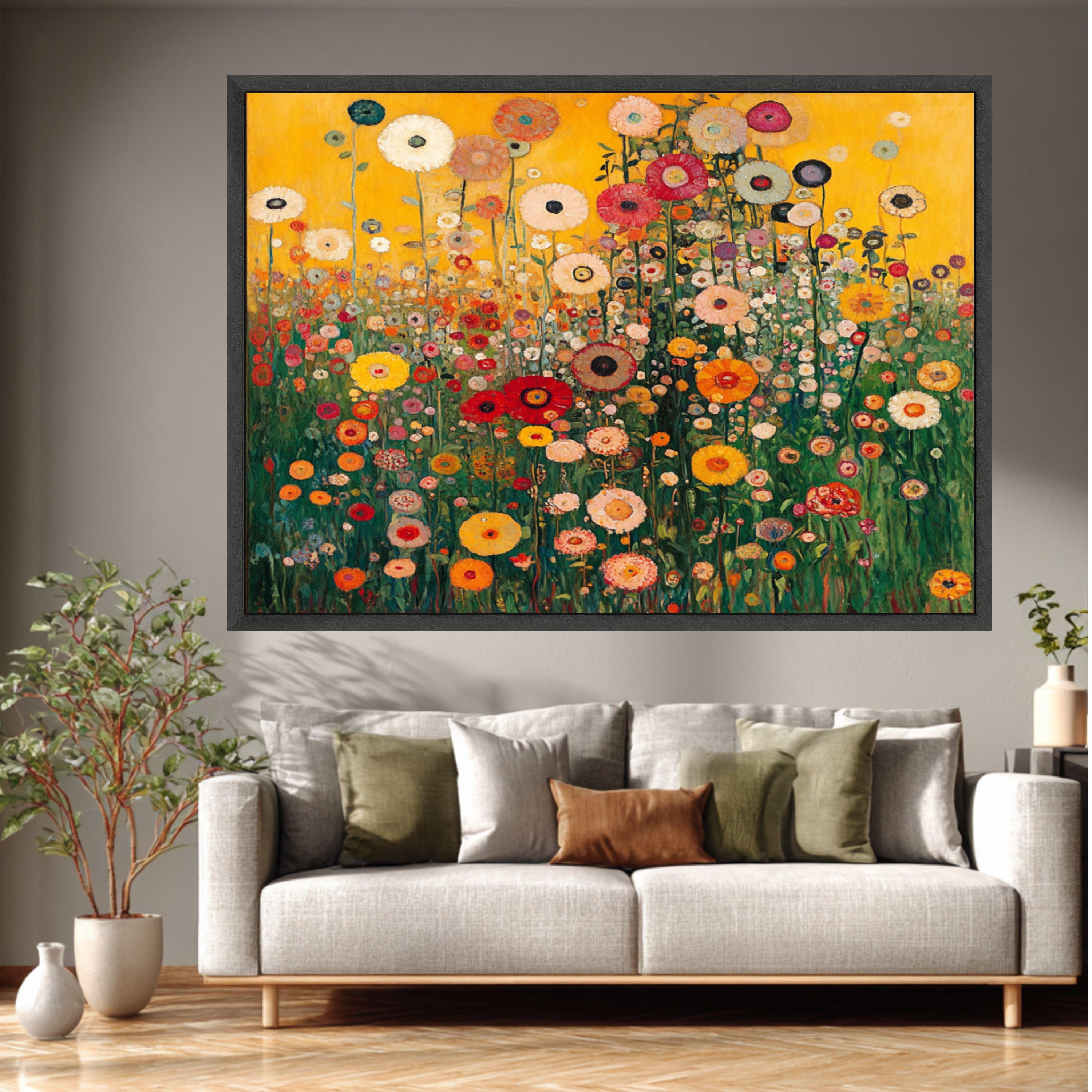 Gustav Klimt Flower Garden Canvas Print: Handmade Floral Wall Art - Etsy