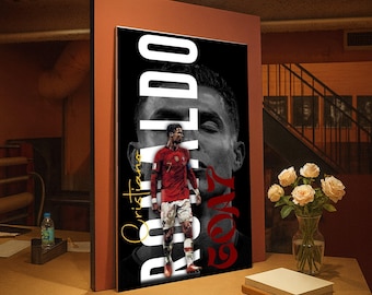 Soccer Canvas Wall Art, Football Legend Portrait, Sports Home Decor, Portugal Team Player Illustration, Athletic Wall Art Print