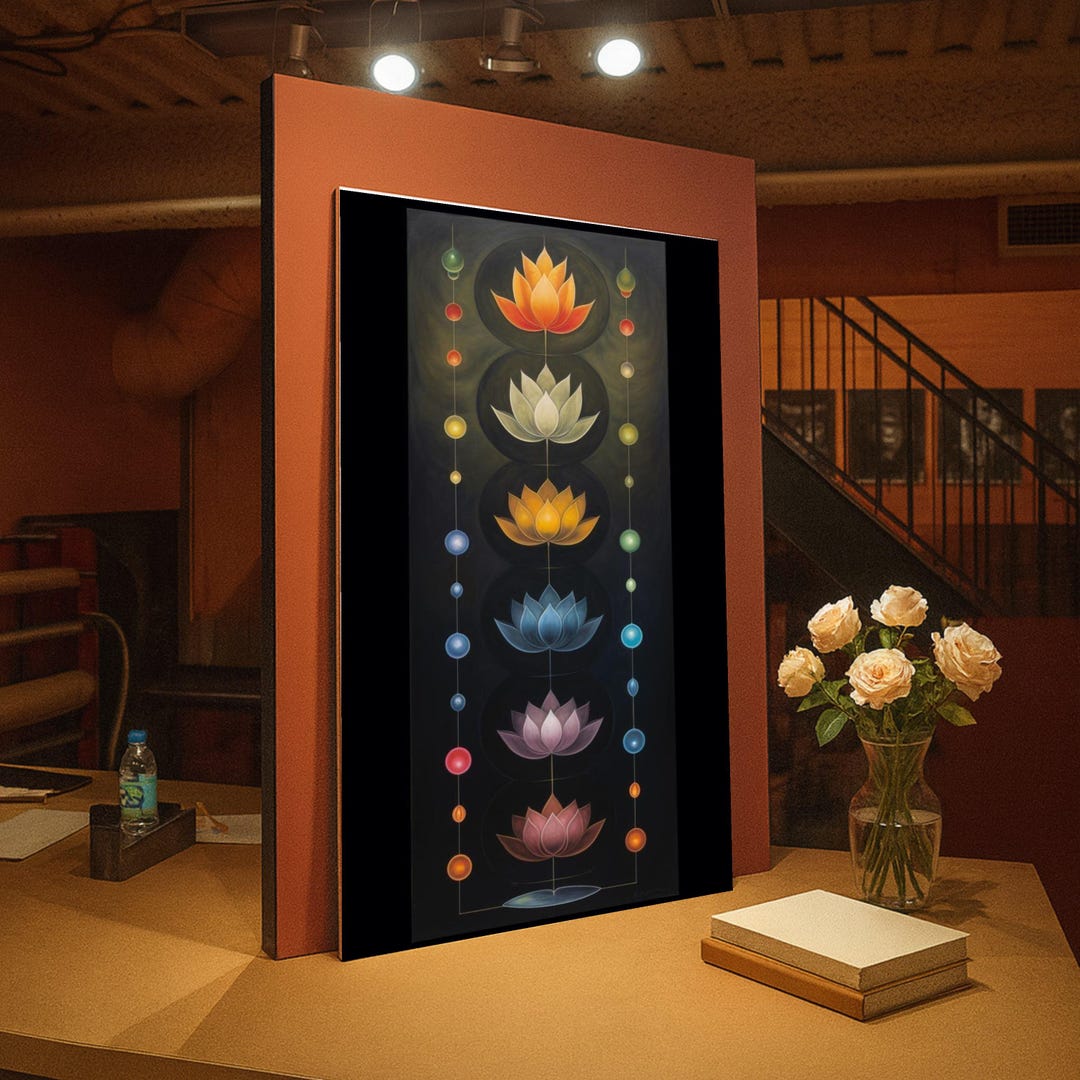 Colorful Lotus Chakra Canvas Wall Art, Spiritual Flower Painting ...