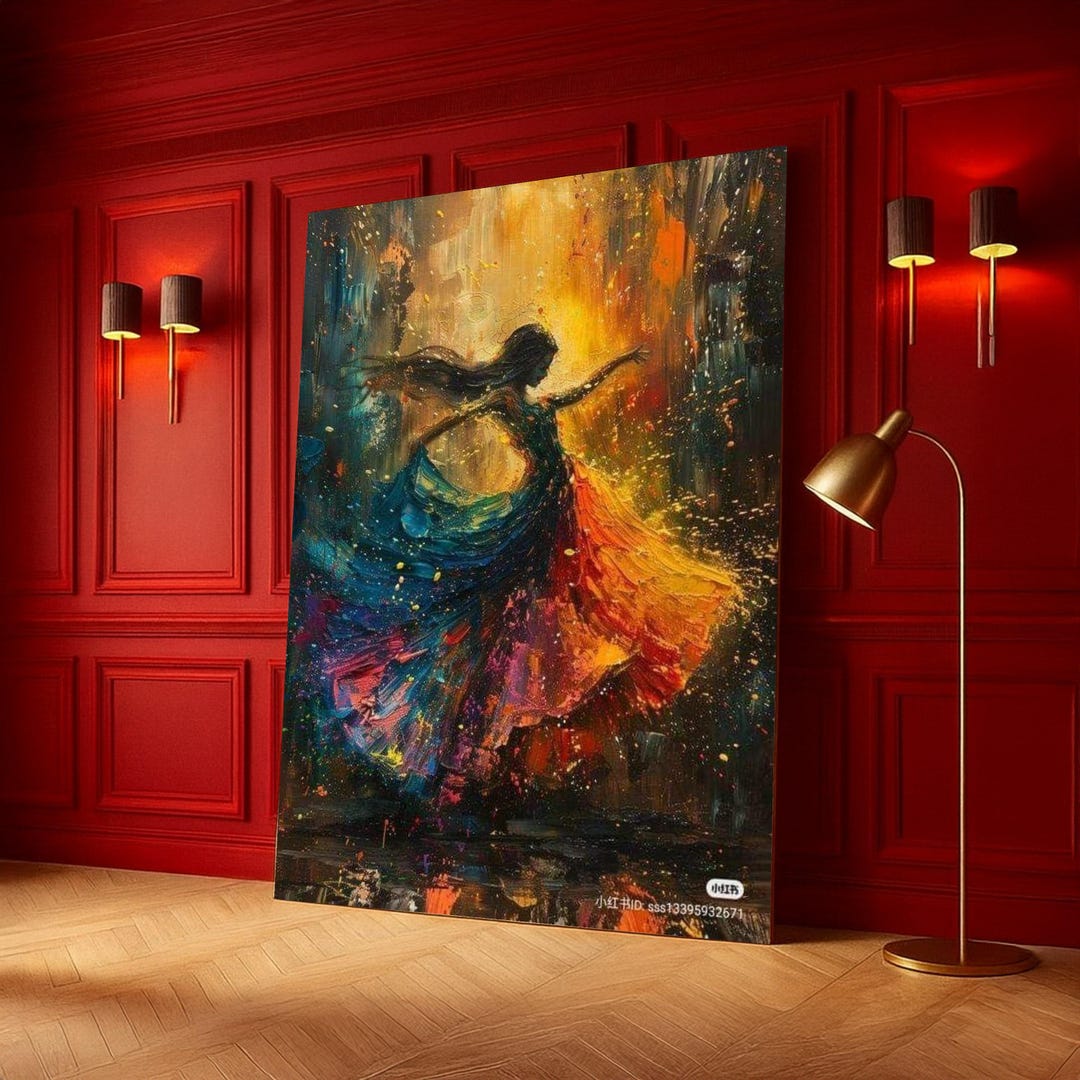 Vibrant Dance Movement Canvas, Abstract Woman Dancing Wall Art ...