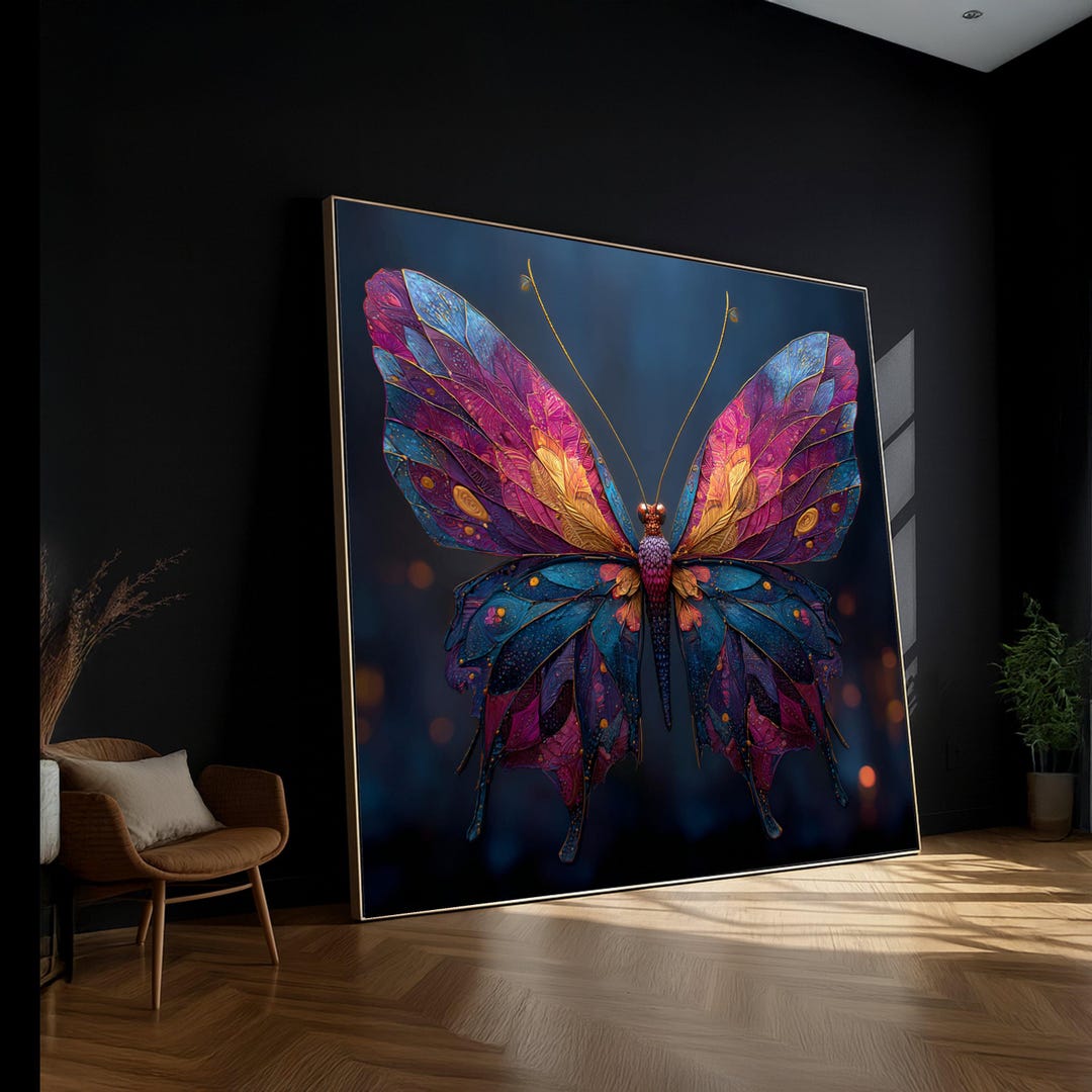 Vibrant Butterfly Canvas Wall Art, Colorful Insect Illustration ...