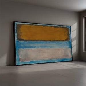 Abstract Color Block Canvas Wall Art, Modern Minimalist Home Decoration, Blue and Earth Tone Painting, Large Rectangular Canvas Print