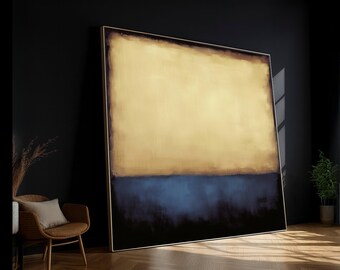 Abstract Rectangles Canvas Wall Art, Modern Minimalist Canvas, Neutral Beige and Blue Decor, Contemporary Home Decoration, Large Wall Art