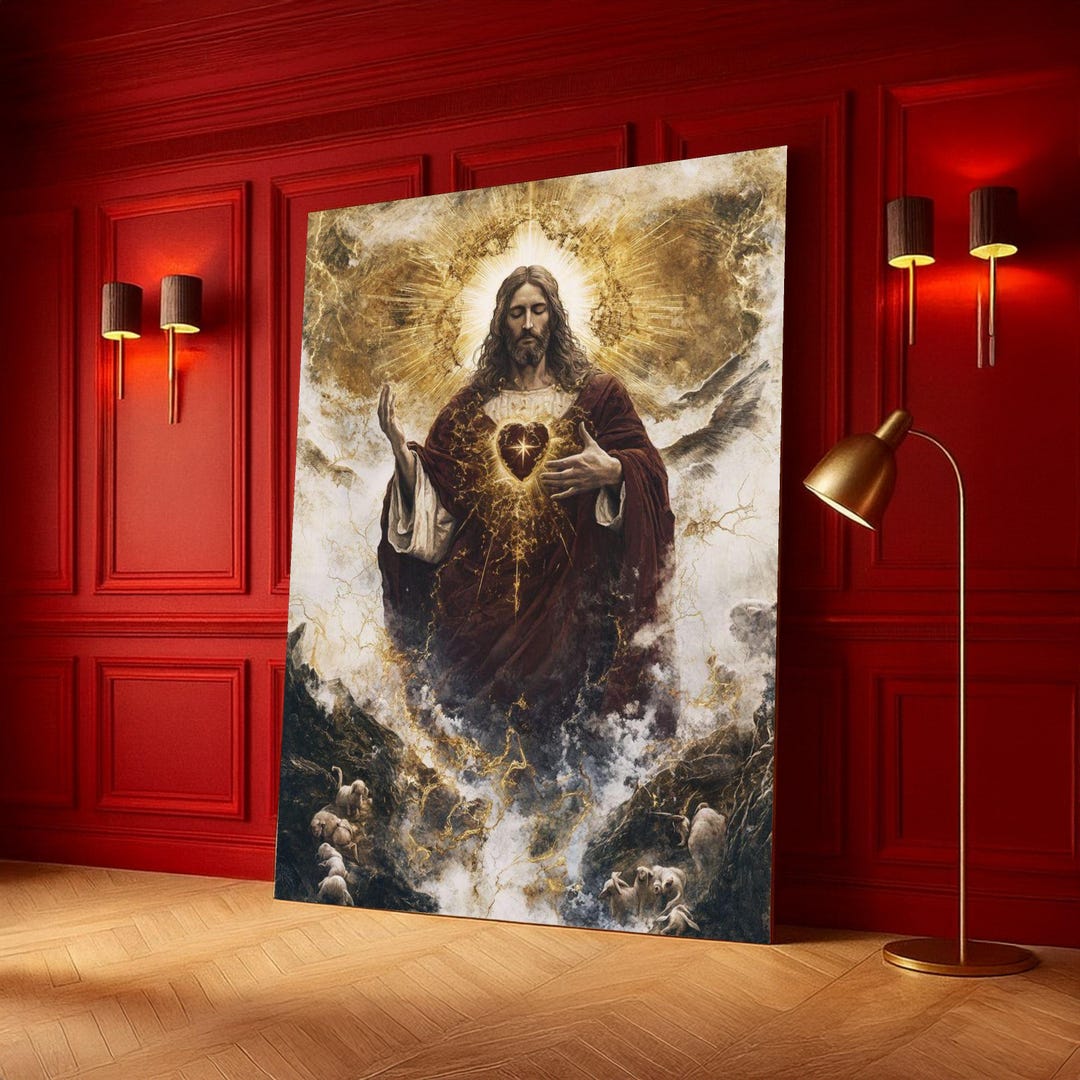 Sacred Heart of Jesus Canvas Wall Art, Religious Christian Decoration ...