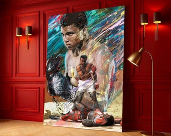 Muhammad Ali Boxing Canvas Art, Champion Portrait, Ready to Hang