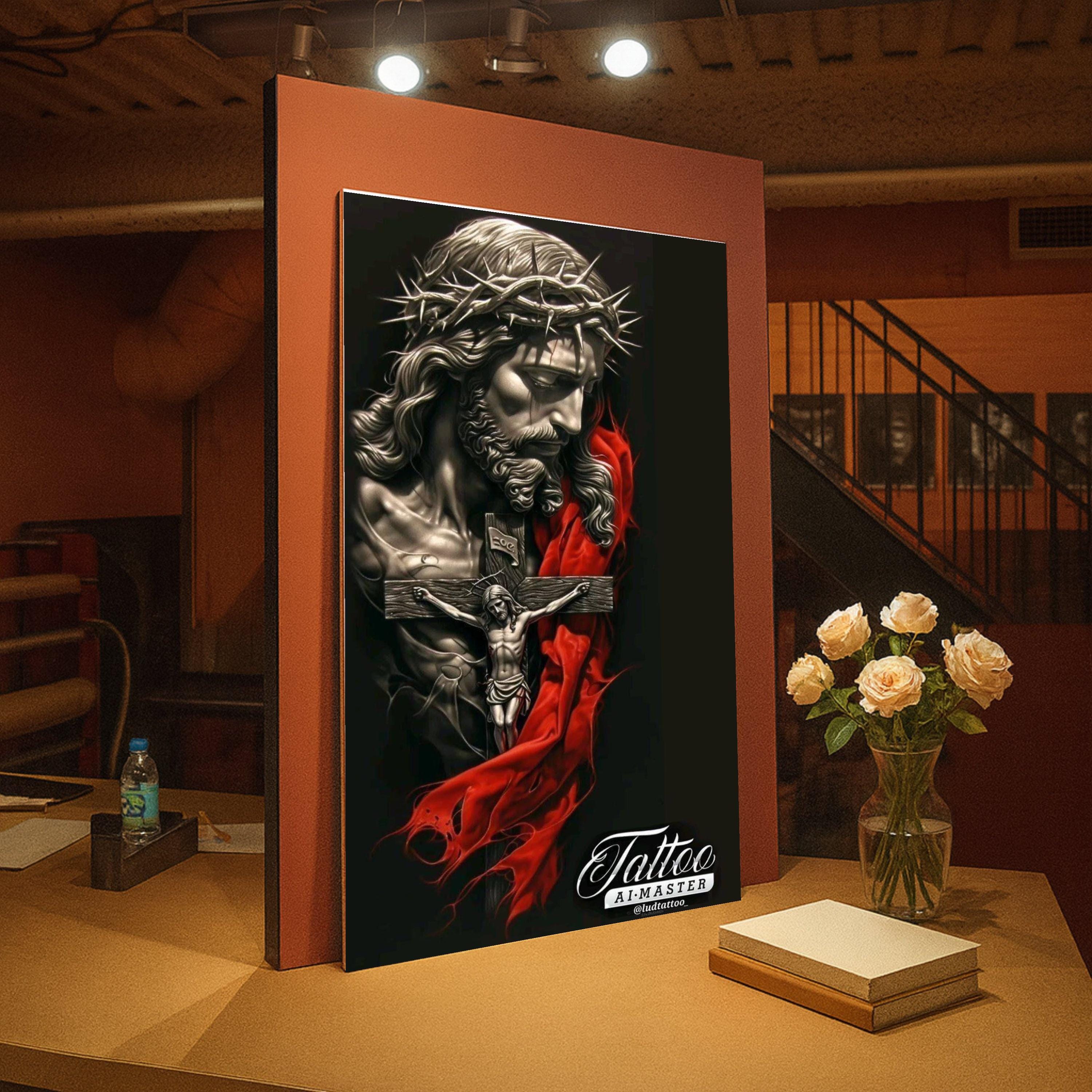 Jesus Christ With Crown of Thorns Canvas, Crucifixion Wall Art ...