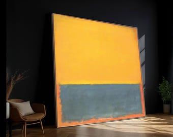 Warm Sunset Abstract Canvas, Modern Color Block Wall Art, Yellow and Blue Minimalist Canvas, Contemporary Home Decor, Ready to Hang Artwork