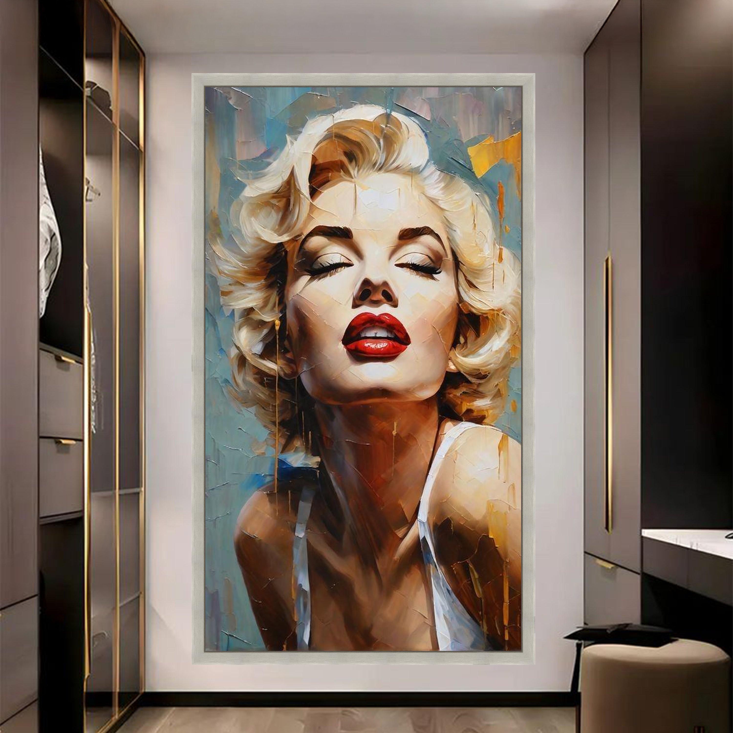 Glamorous Blonde Woman Portrait Canvas, Modern Pop Art Wall Decor, Red ...
