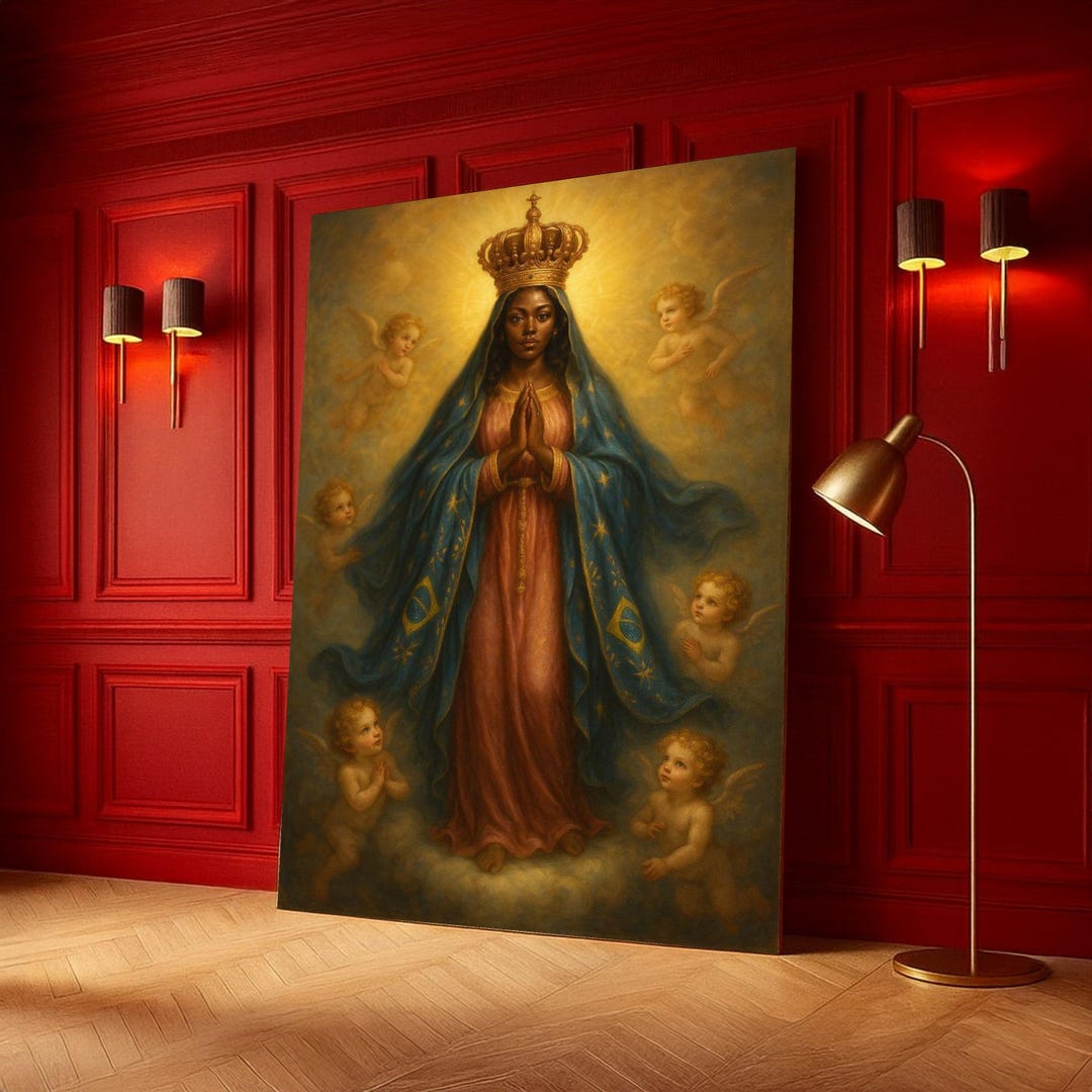 Regal Virgin Mary Canvas Wall Art, Crowned Madonna Prayer, Religious ...