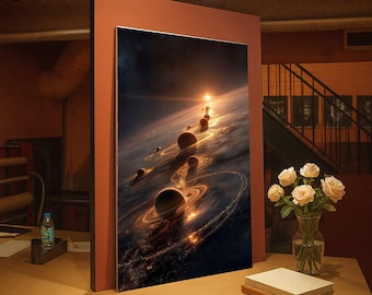 Canvas kosmisch zonnestelsel, kunst aan de muur planetaire baan, decor Galaxy Space, hemelse canvasprint, moderne astronomiekunstwerk