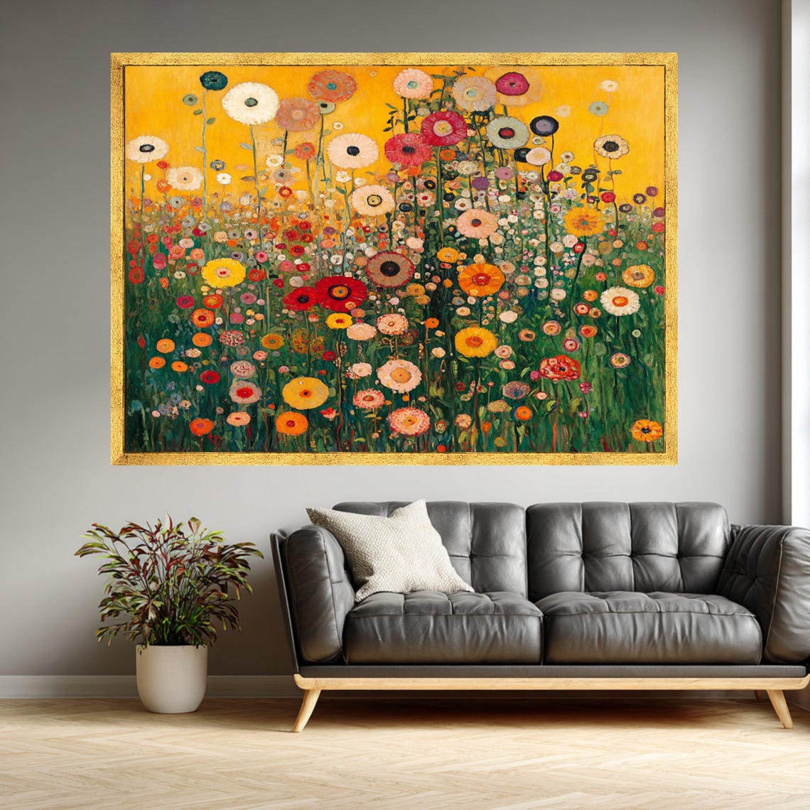Gustav Klimt Flower Garden Canvas Print: Handmade Floral Wall Art - Etsy
