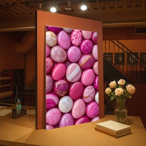 Pink Gemstone Pattern Canvas Wall Art, Abstract Polished Stones Design, Pink Marble Canvas, Modern Home Decor, Ready to Hang