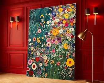 Vibrant Abstract Floral Canvas, Colorful Wildflower Wall Art, Modern Garden Painting, Decorative Canvas for Home, Ready to Hang Artwork