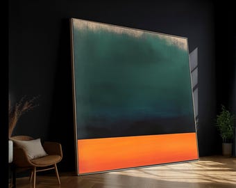 Modern Abstract Horizon Canvas, Bold Color Block Wall Art, Minimalist Landscape Canvas, Contemporary Home Decoration, Ready to Hang Artwork