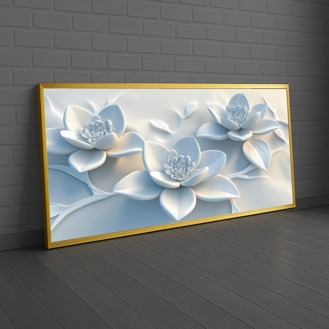 Elegant White Lotus Flowers Canvas, Floral Wall Art Design, Modern ...