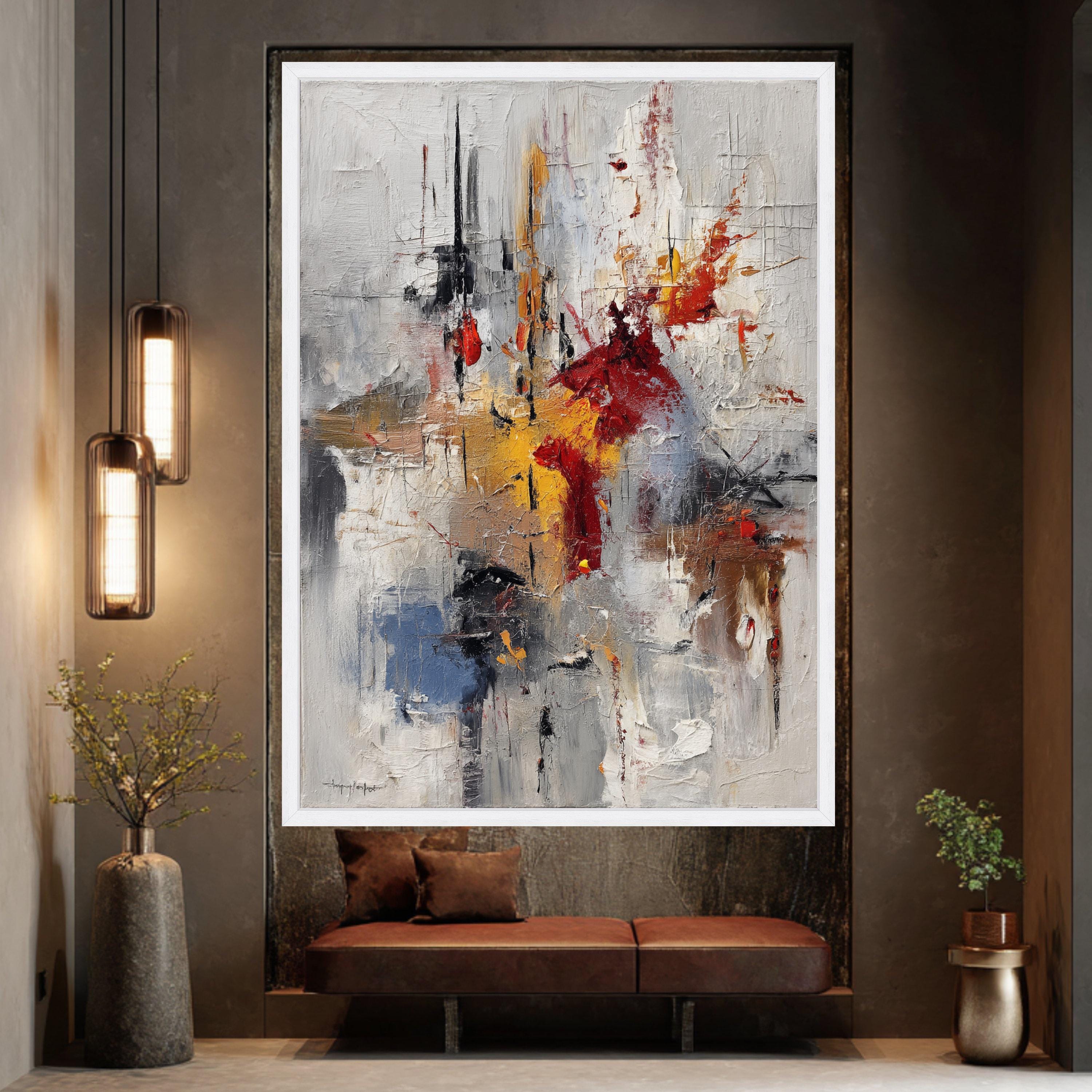 Abstract Expressionism Canvas, Modern Wall Art, Red Yellow Blue Palette ...