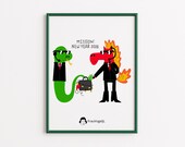 MISSION: New Year 2026 – Funny Printable Poster of Fire Horse and Snake – Zodiac Digital Art by FrauVogelJL