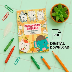 Fruit & Veggie Animals Coloring Pages – Cute Printable Doodle Book for Kid