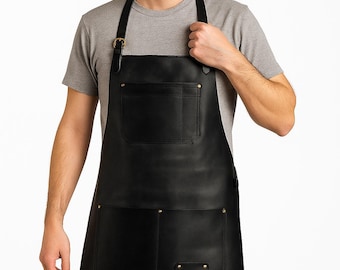 Custom Leather Grill Apron: Flame Resistant Chef Gift