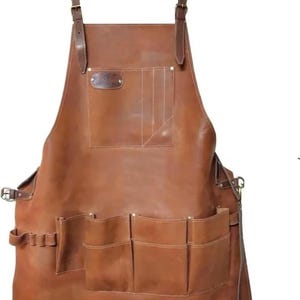 Customized Leather Woodworking Shop Apron For Men and Women Brown
