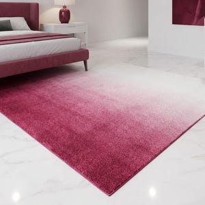 Hand Tufted Rose Pink Ombre Wool Area Rug, Modern Abstract Gradient Custom Area Carpet for Living Room,Bedroom.