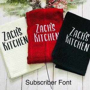 Personalized Dish towel, Personalized Kitchen towel, Personalized Bar towel, Red Personalized Dish Towel, White Farmhouse Towel