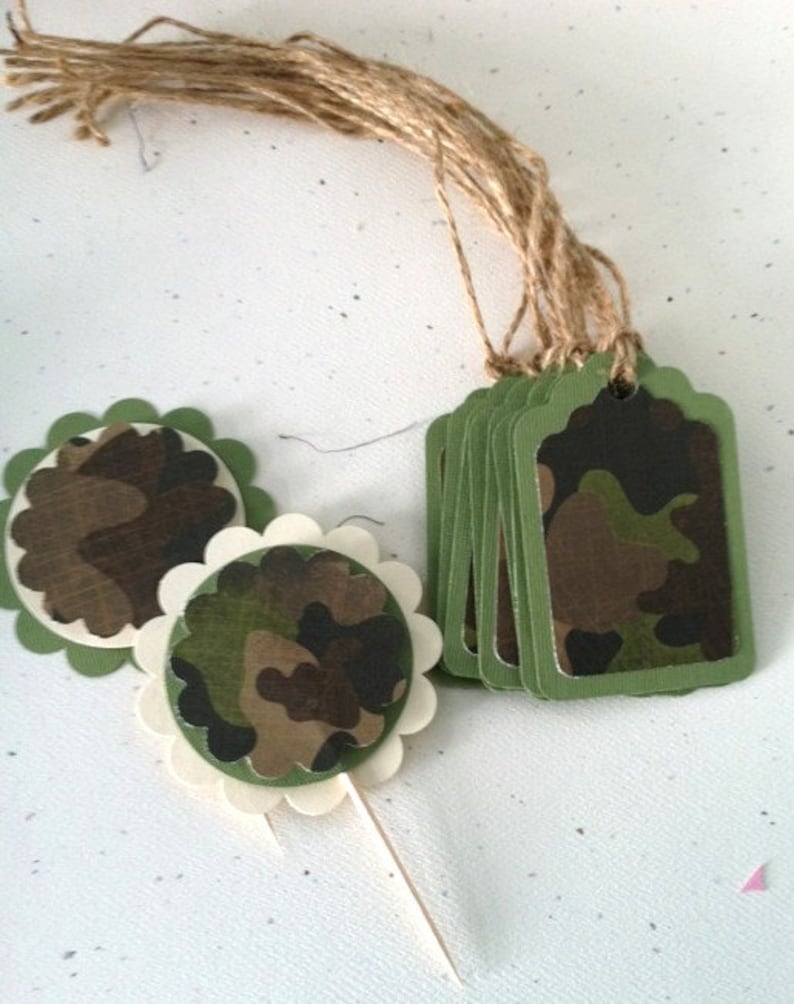 Camo Birthday Gift tags Camo Treat bag Gift tags Boys Etsy