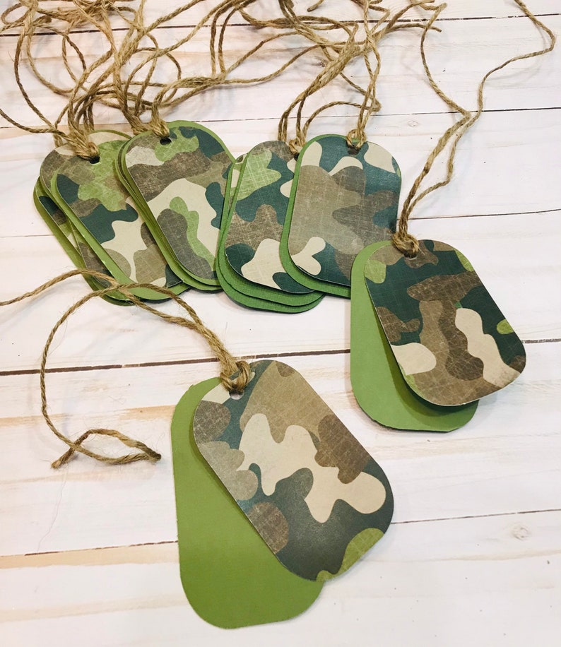 Camo Birthday Gift tags Dog Tag Camo Treat bag Gift tags Etsy