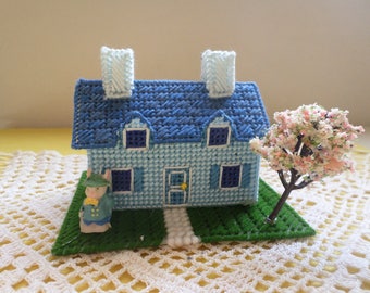 Blue Easter House Village bunny