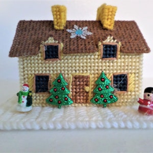 Christmas Village Miniature House Yellow Handmade in the USA One Of A Kind