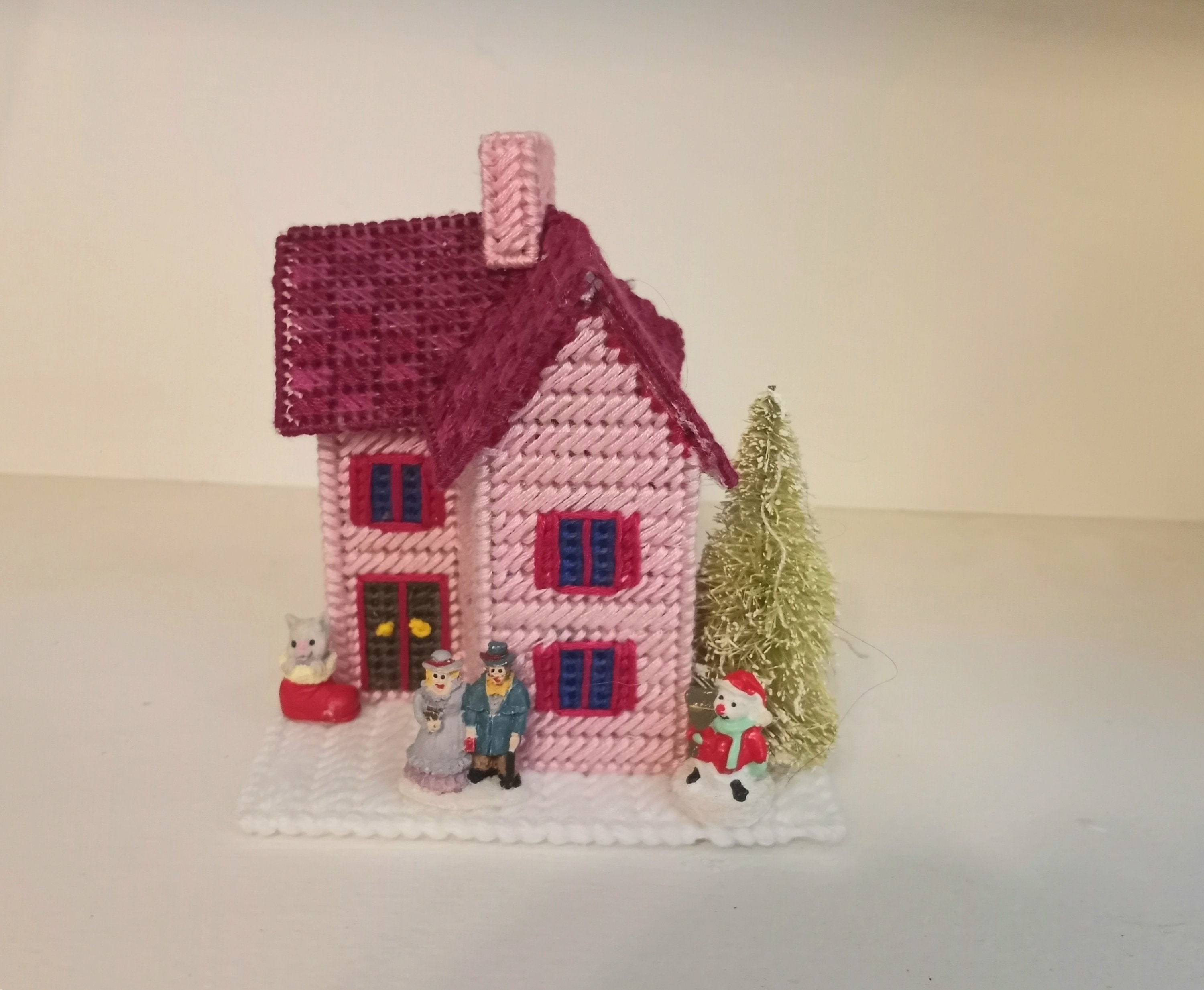 Pink Victorian Christmas Village House Miniature Christmas Etsy
