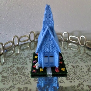 BLUE Village Church, Light Up Blue Easter Church, Easter Village,Blue Church