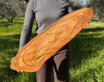 Handcrafted Olive Wood Charcuterie Board | Rustic Anatolian Serving Tray, Cheese Board