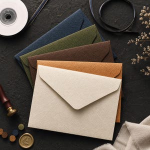 Wax Seal Envelope, Linen Textured Invitation Envelope, Wedding Invitation Envelope, Vintage Mailing Envelope, Card Holder, Gift Envelope