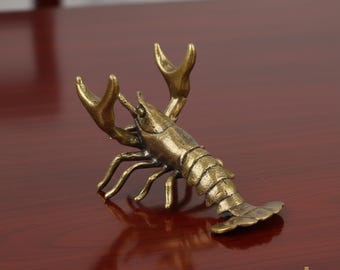Brass Lobster Pen Holder | Handmade Bronze Desk Sculpture for Office Decor, Nautical Gifts, Collector Display and Coastal Workspace Styling