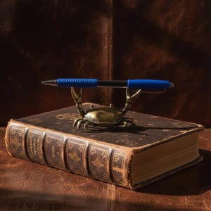 Hand-Polished Brass Weightlifting Crab Figurine Vintage Desk Ornament Pen Rest Tea Table Decor Paperweight & Home Crafts Sculpture