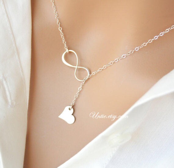 Infinity Lariat Y Necklace and Heart 