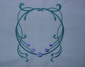 Embroidered Quilt Label Art Deco Floral Custom Lettering