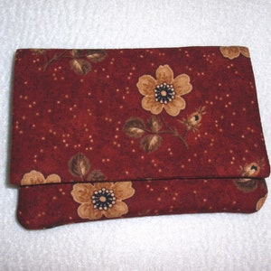 Monedero Pequeño, Monedero Eco, Arreglo de Monedero, Impresión Floral Roja, Tela de Algodón