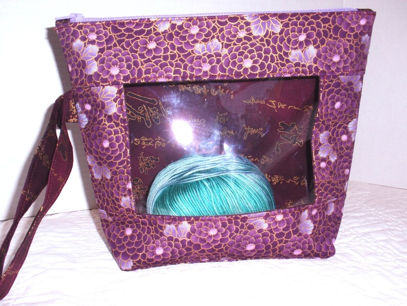 Project Bag With Clear Vinyl Window Wrist Strap and Zipper Etsy